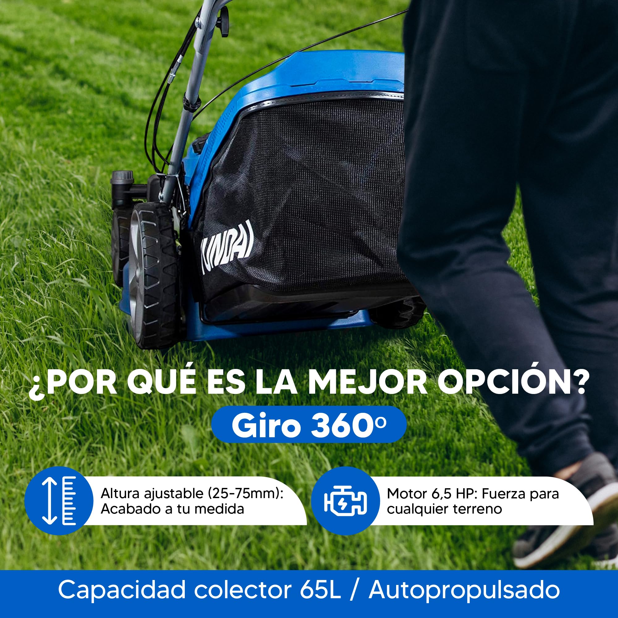 Hyundai Cortacésped Gasolina Autopropulsado Mulching 51 cm Profesional - Cortacésped con Arranque Eléctrico y Giro 360º Fácil Manejo - Máquina Cortar Césped Potente para Jardines Grandes