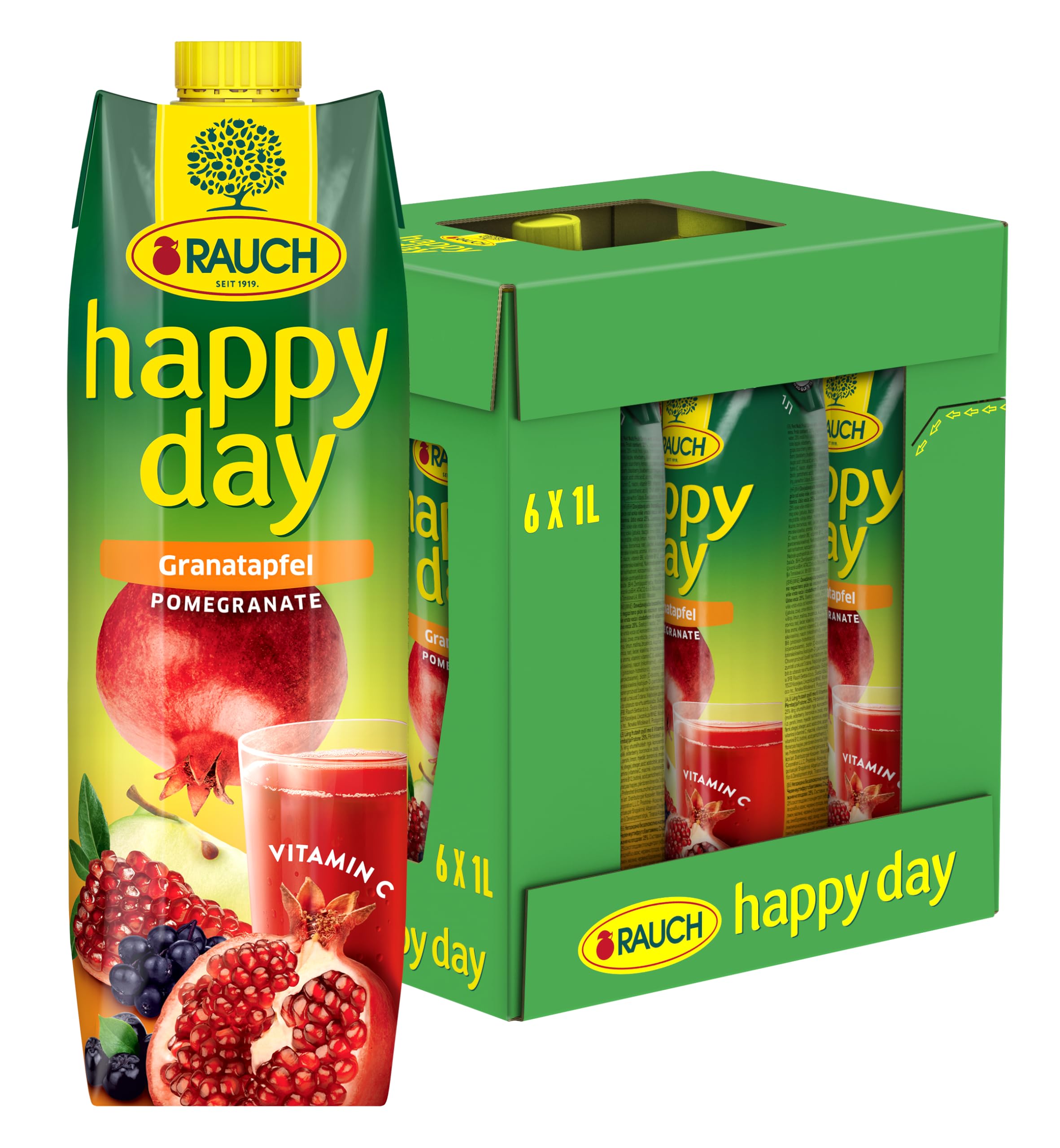 Rauch Happy Day - Bebida de zumo de granada, 6 unidades (6 x 1 l)