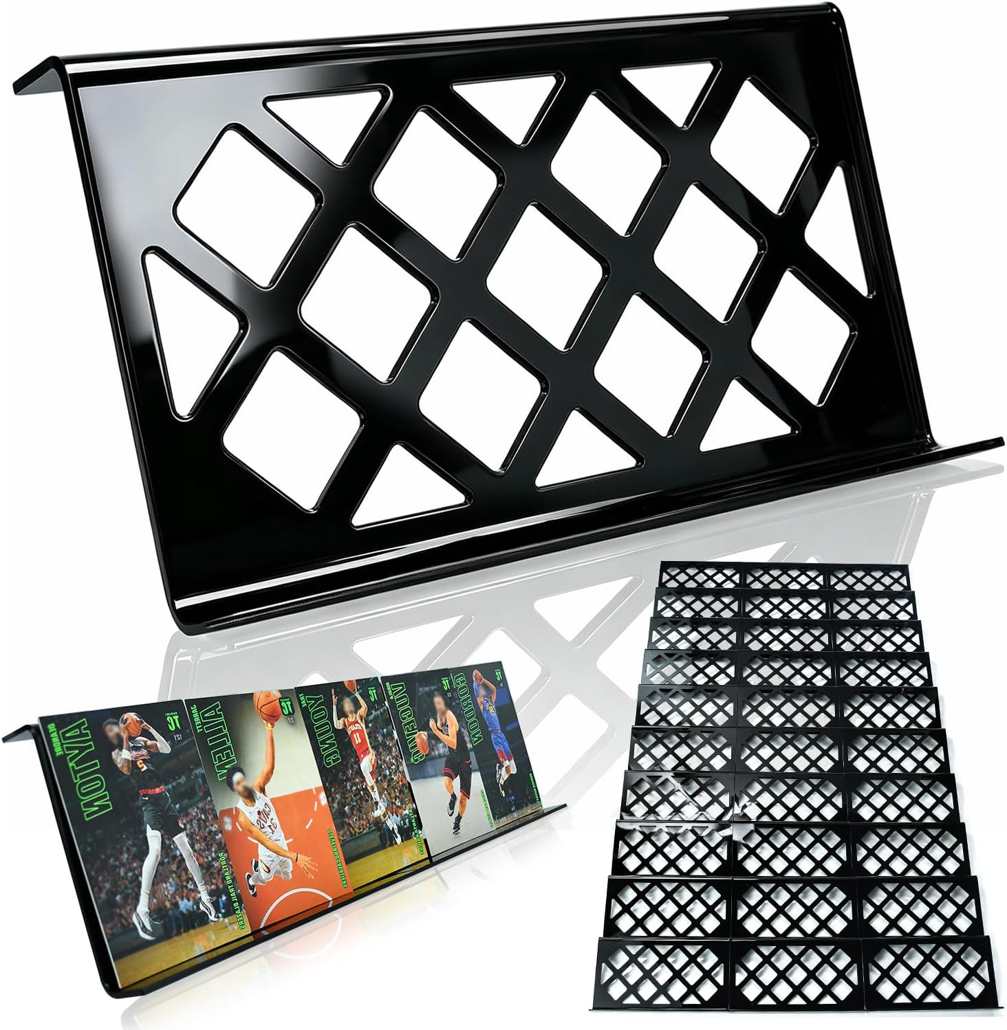 30 Modular Trade Card Risers | Black Acrylic - Perfect for Trade Shows, Display Cases, and Card Vendors - Display Stand for Sports Cards & Trading Card Games