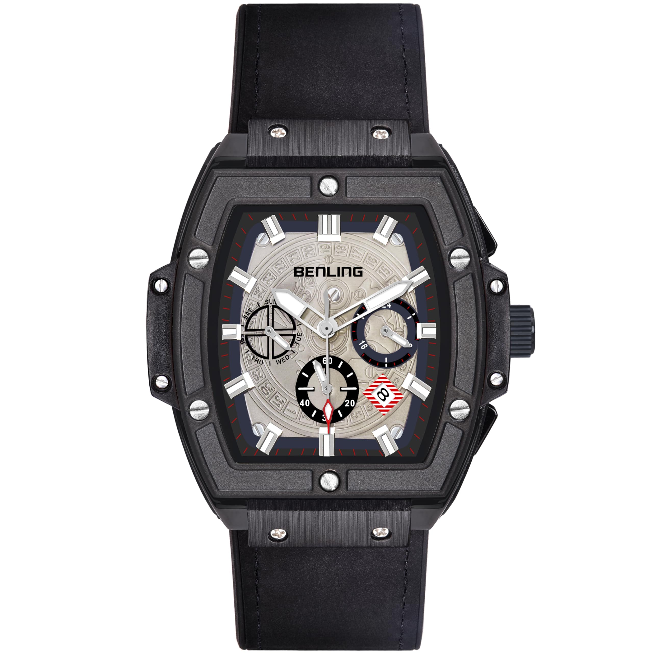 BENL-0001-BLK The Big Bang Unique Luxury Men Multifunctional Silicone Chronograph Steel Square Watch Black with Date Display (B0CQ3SJQJ4) Amazon Price History, Amazon Price Tracker