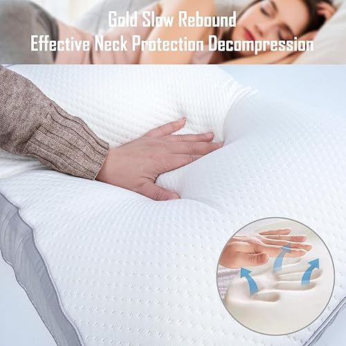 Miniatura 3 de COOLBEBE Almohadas de cuello de espuma prémium para aliviar la presión, almohadas de cubo estándar suaves para dormir, cómoda almohada cervical