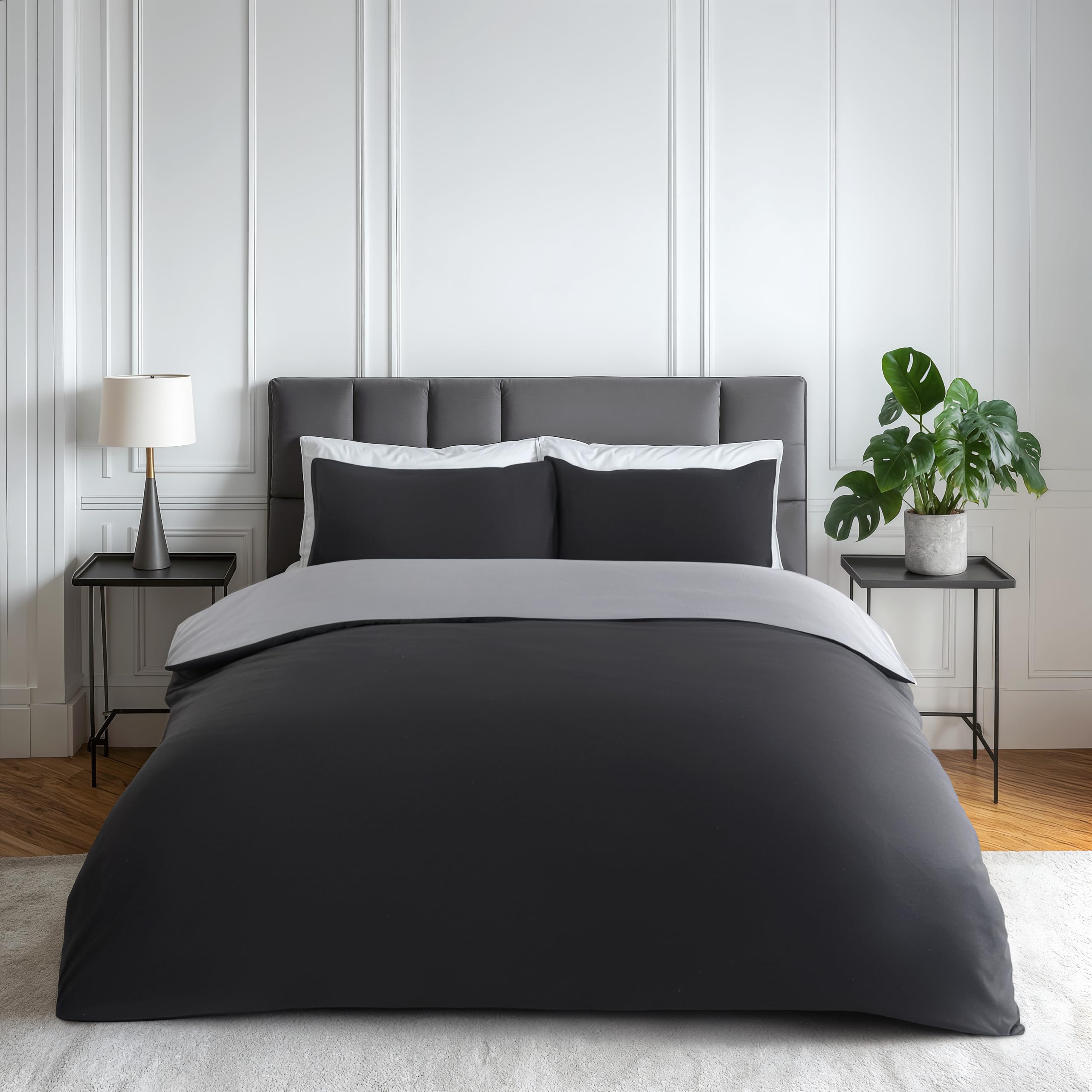 Emma Barclay Duvet Set Reversible Non Iron Soft Touch Lyla Black Double
