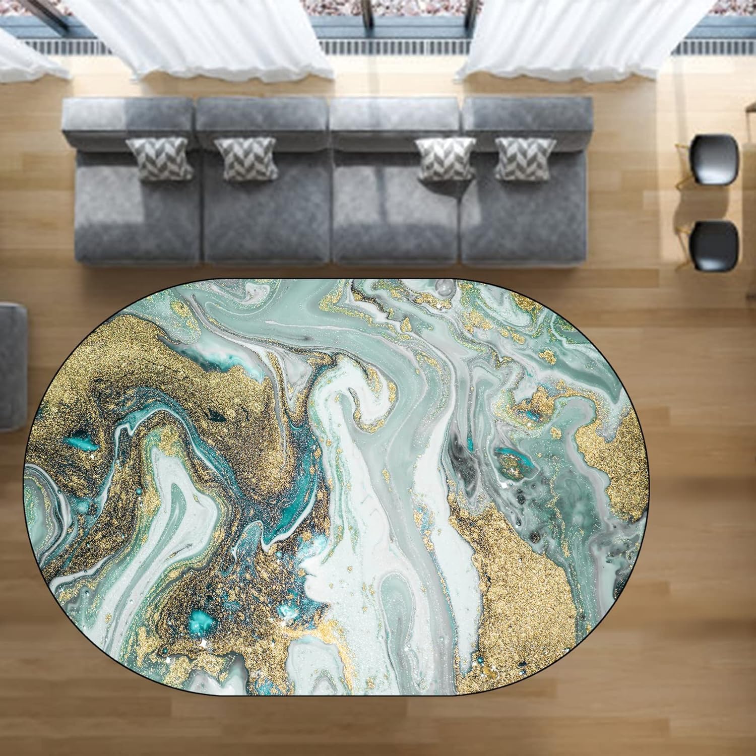 Tapis abstrait art déco antidérapant et doux idéal devant la cheminée ou dans un couloir
