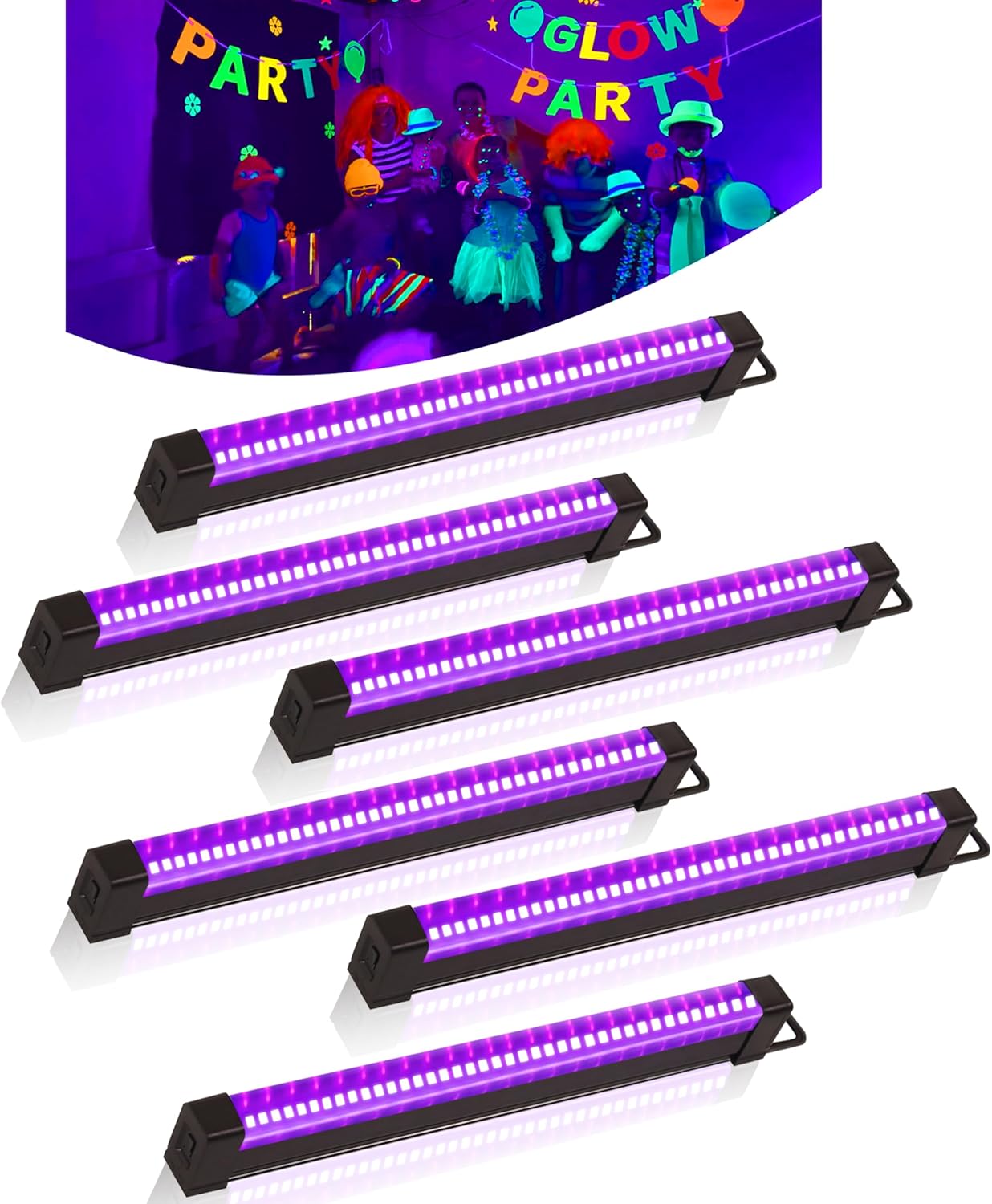 6 Pack Rechargeable Black Light Bar
