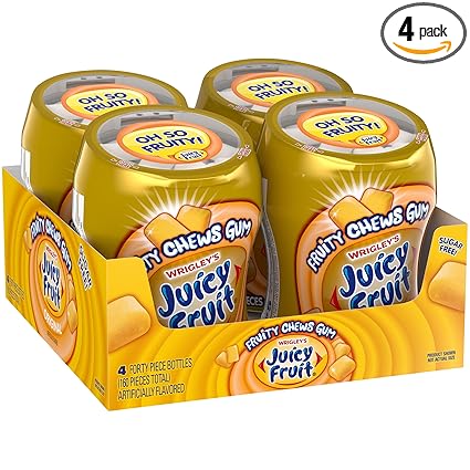 JUICY FRUIT Gum - Original Bubble Gum Bulk Pack, 40-Piece Bottle (4 Pack)