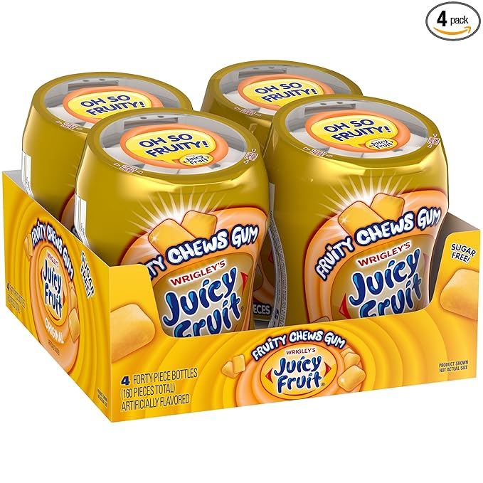 JUICY FRUIT Gum - Original Bubble Gum Bulk Pack, 40-Piece Bottle (4 Pack)
