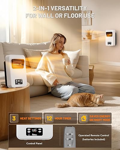 Miniatura 7 de Dr. Infrared Heater Ecoheat - Calentador eléctrico de pared o montado en la pared, sistema dual con infrarrojos y ventilador forzado, control