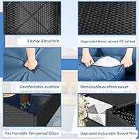 Vista 4 de Shintenchi - Juego de 5 piezas de sofá seccional para patio al aire libre, juegos de muebles de mimbre PE, juegos de conversación para patio