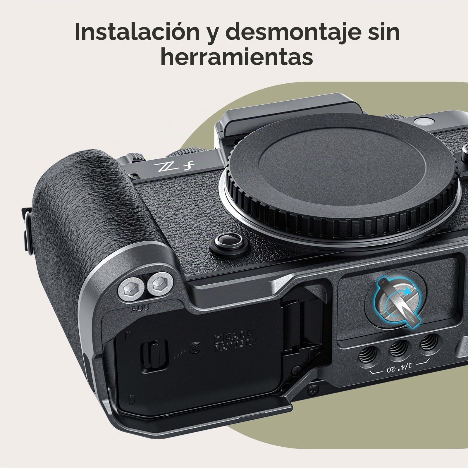 SMALLRIG Z f Empuñadura en Forma de L para Nikon con Empuñadura Ergonómica de Silicona, Placa de Liberación Rápida Incorporada para Arca para Cambiar Rápidamente Trípodes/Disparo Manual - 4262