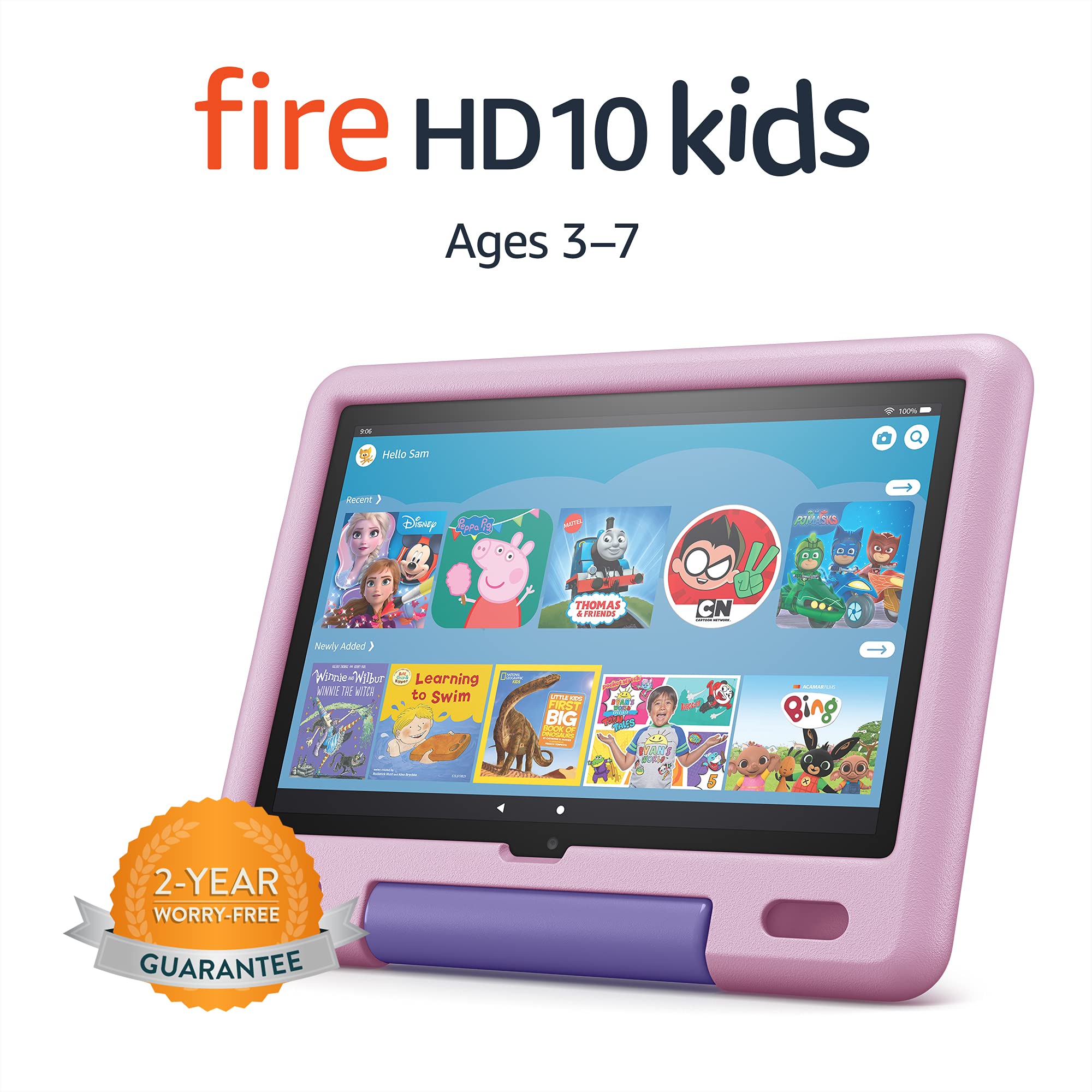 Amazon Fire HD 10 Kids tablet | for ages 3–7 | 10.1", 1080p Full HD, 32 GB | Lavender Kid-Proof Case