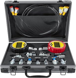 70M Digital Hydraulic Pressure Test Coupling Kit Hydraulic Pressure Gauge Kit for Excavator Construction Machinery 2 Gauges 2 Test Hoses 11 Couplings 700BAR/10000PSI/70Mpa