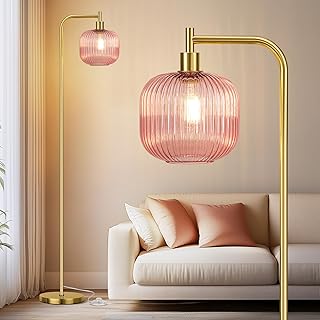 QiMH Glass Floor Lamp for Living Room, 67” Modern Standing Lamp with Pin...