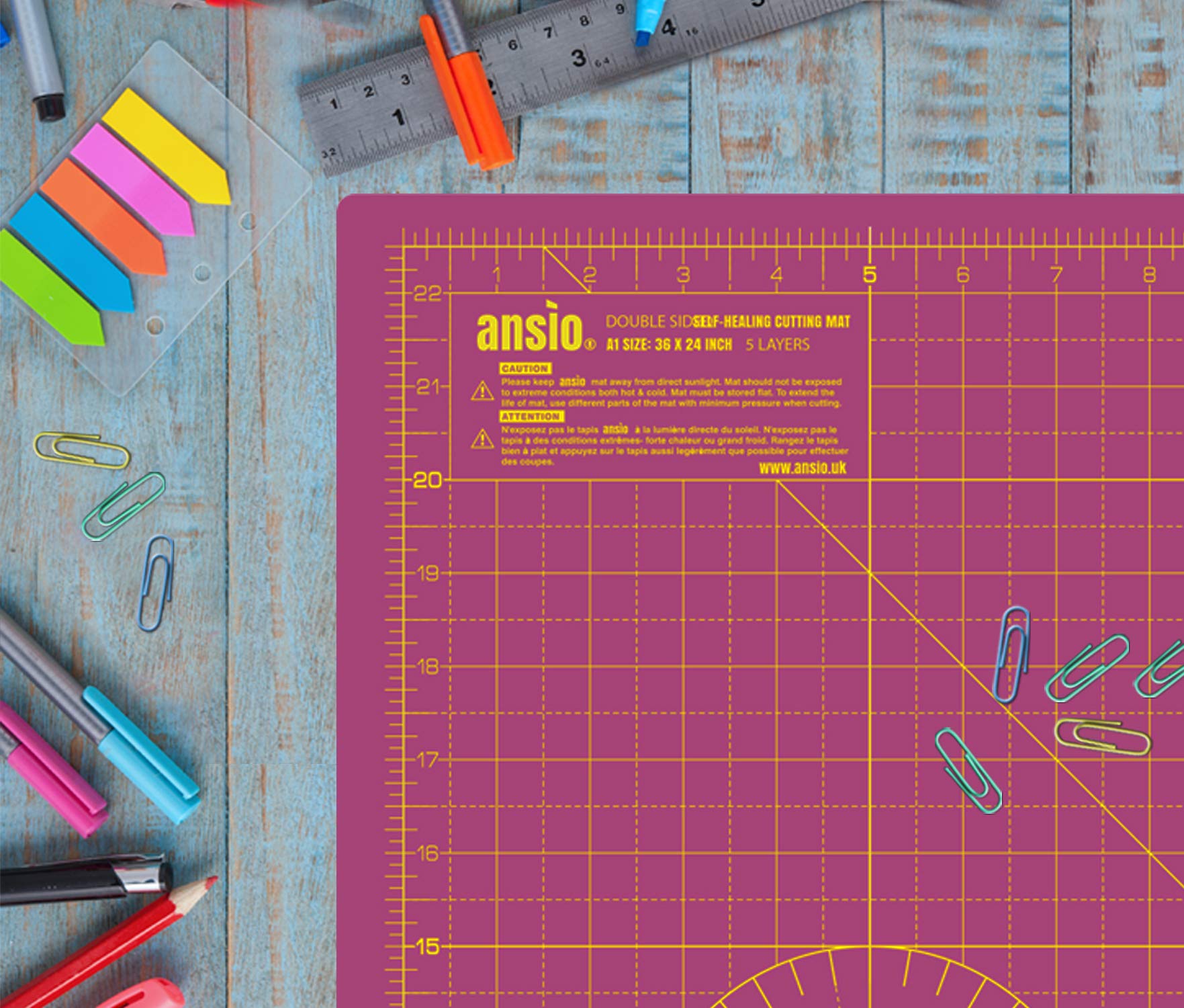 ANSIO Craft Cutting Mat Self Healing A1 Double Sided 5 Layers