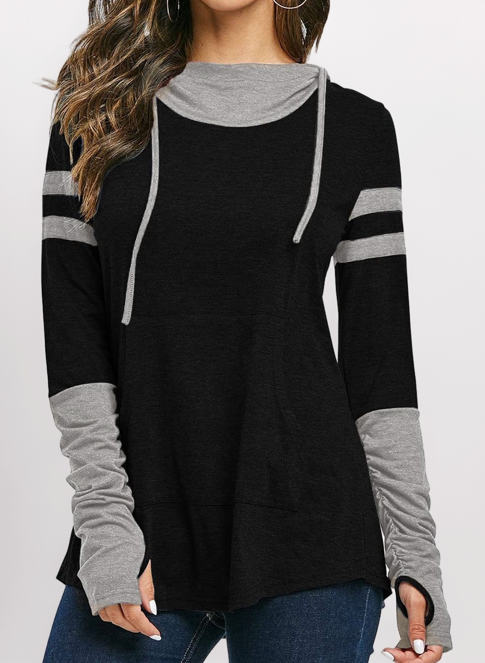 iChunhua Womens Hoodie with Thumb Holes Long Sleeve T Shirt Drawstring Tops with Pockets S-XXL