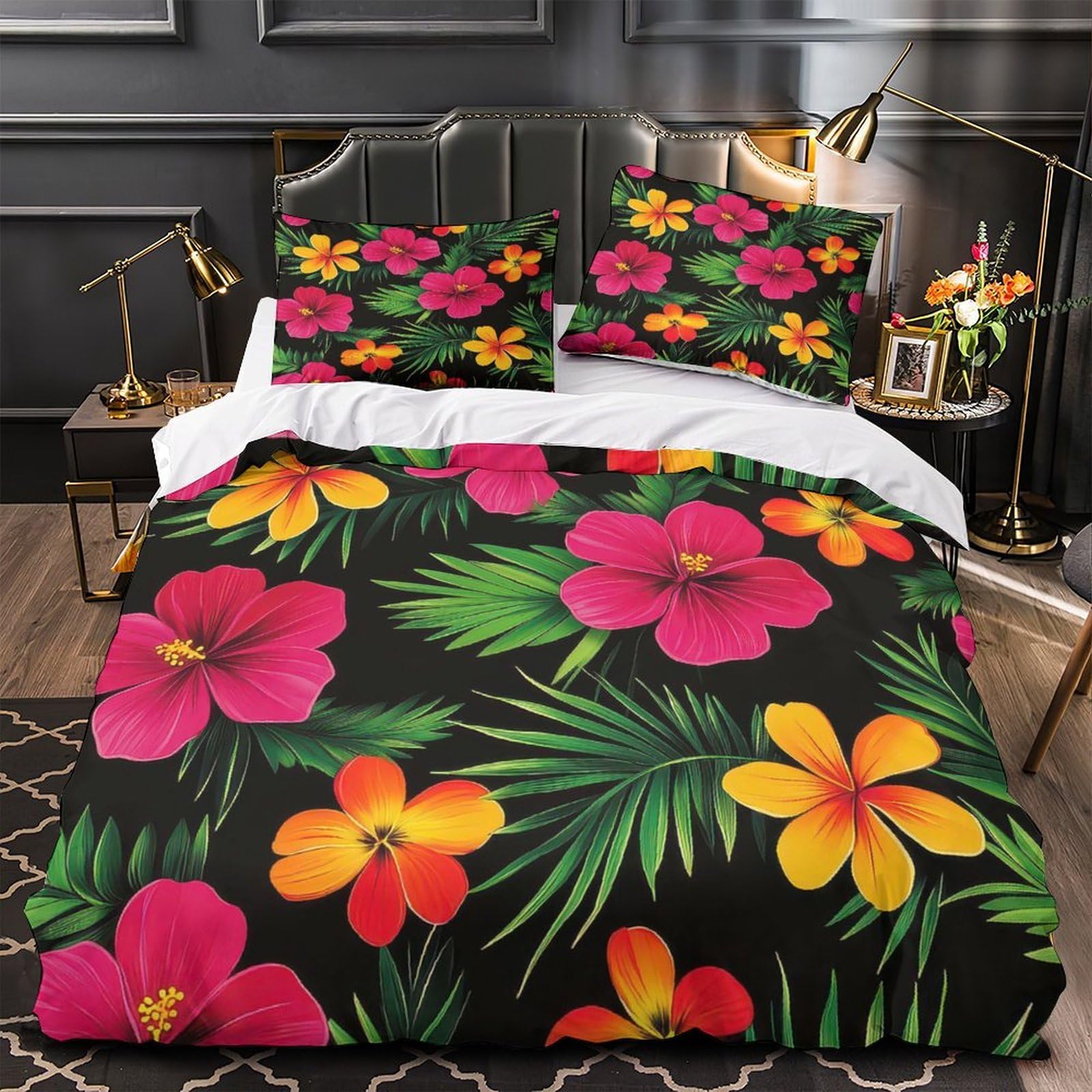 Housse de couette hibiscus tropical pour une ambiance de chambre exotique 200x200
