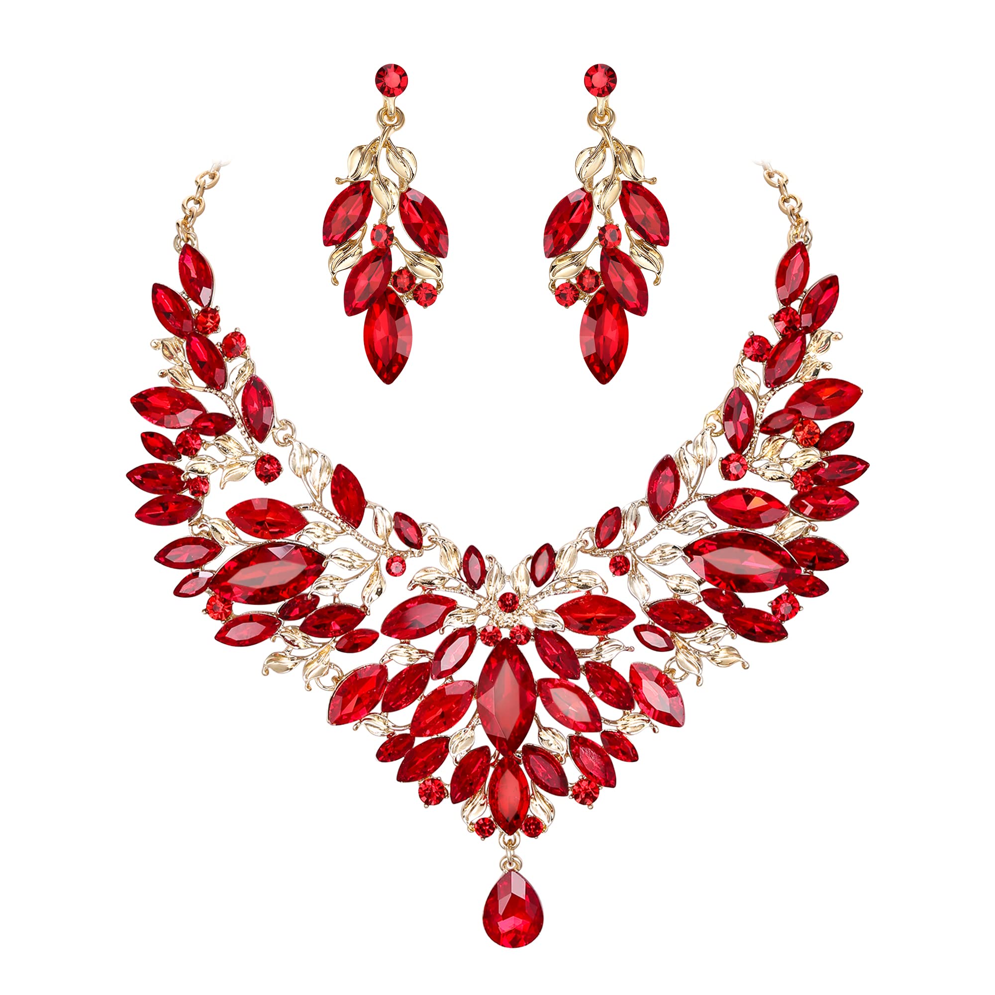 Parure Bijoux Femme Mariage Mariée Cristal Strass Aile Collier et Boucles d'Oreilles Pendantes Fête Clair Ton d'argent
