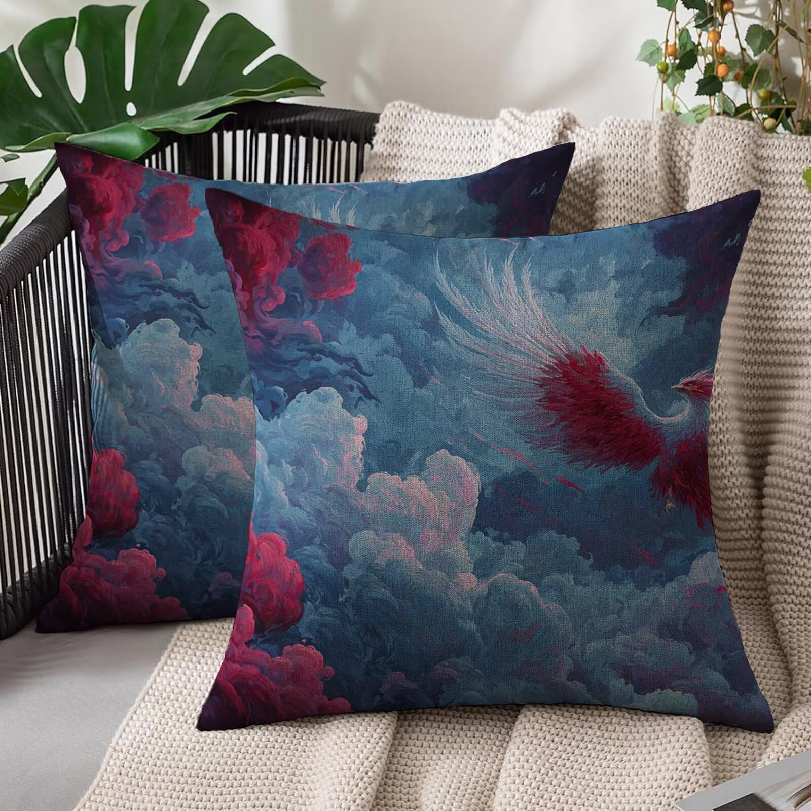 Housse de coussin imperméable 55x55 lavable contre les taches pour canapé et extérieur