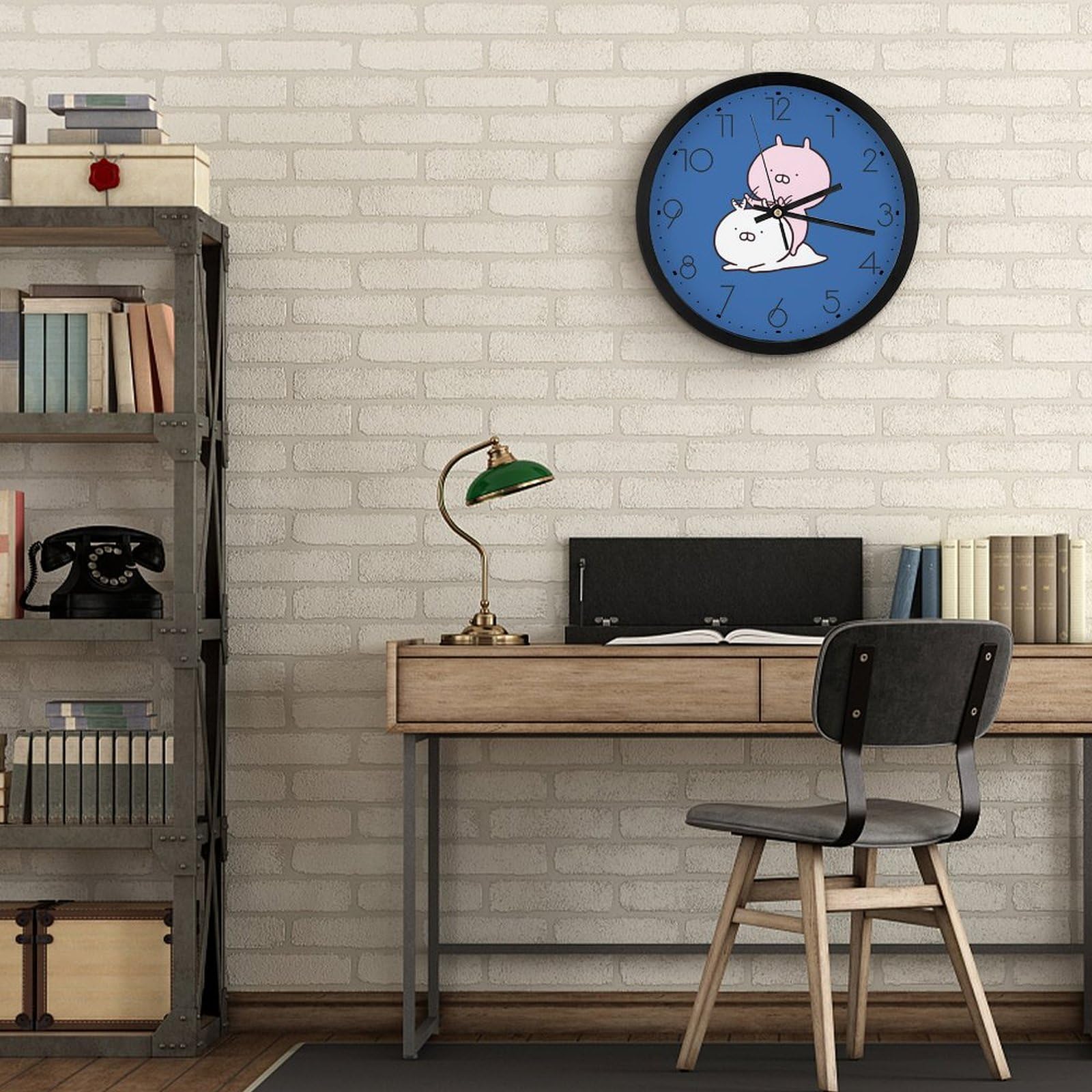 Amazon.co.jp: うさ まる 掛け時計 壁掛け時計 アナログ 静音 連続秒針