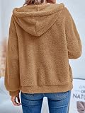 GAMISOTE Womens Fuzzy Sherpa Fleece Jacket Zip Khaki – Zip-up front closure