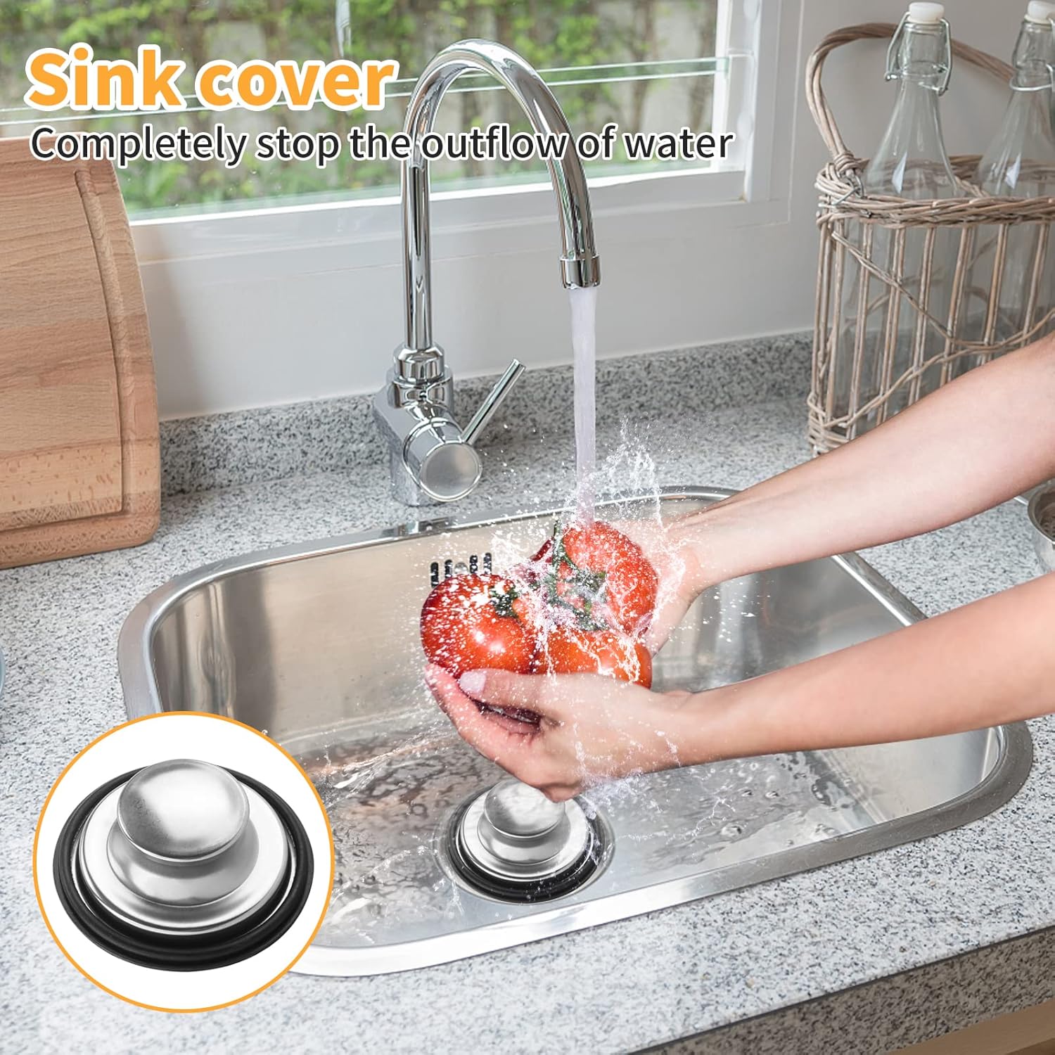 3-Piece Stainless Steel Kitchen Sink Stopper & Strainer Set - Universal Anti-Clogging Drain Filters