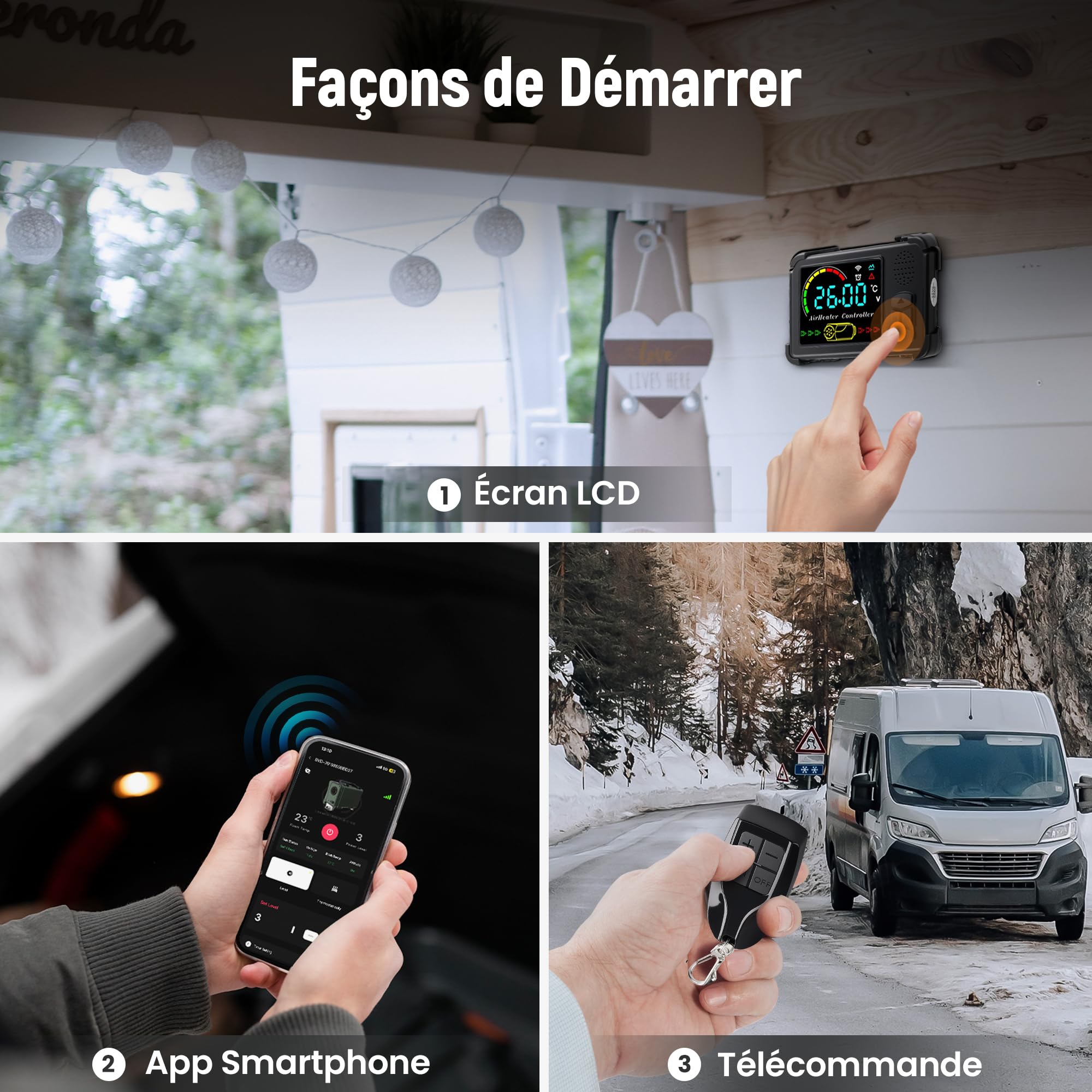 maXpeedingrods 12V 2KW Chauffage Diesel, Réchauffeur d'air Diesel stationnement Réservoir 10L avec LCD et télécommande pour voiture camions RV Croisières avec silencieux