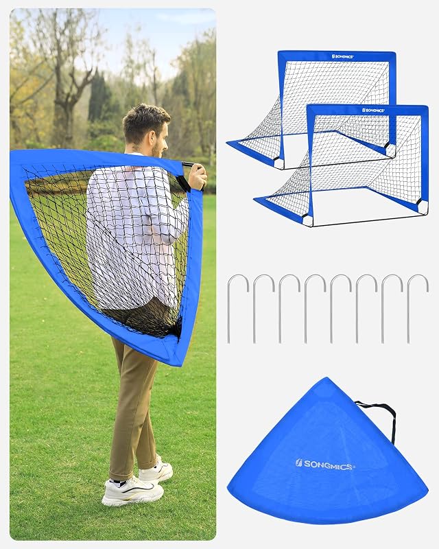 SONGMICS Gyerek Futballkapu Szett 2 db Felfújható Kapu 90x120x90 cm Kerthez Strandra