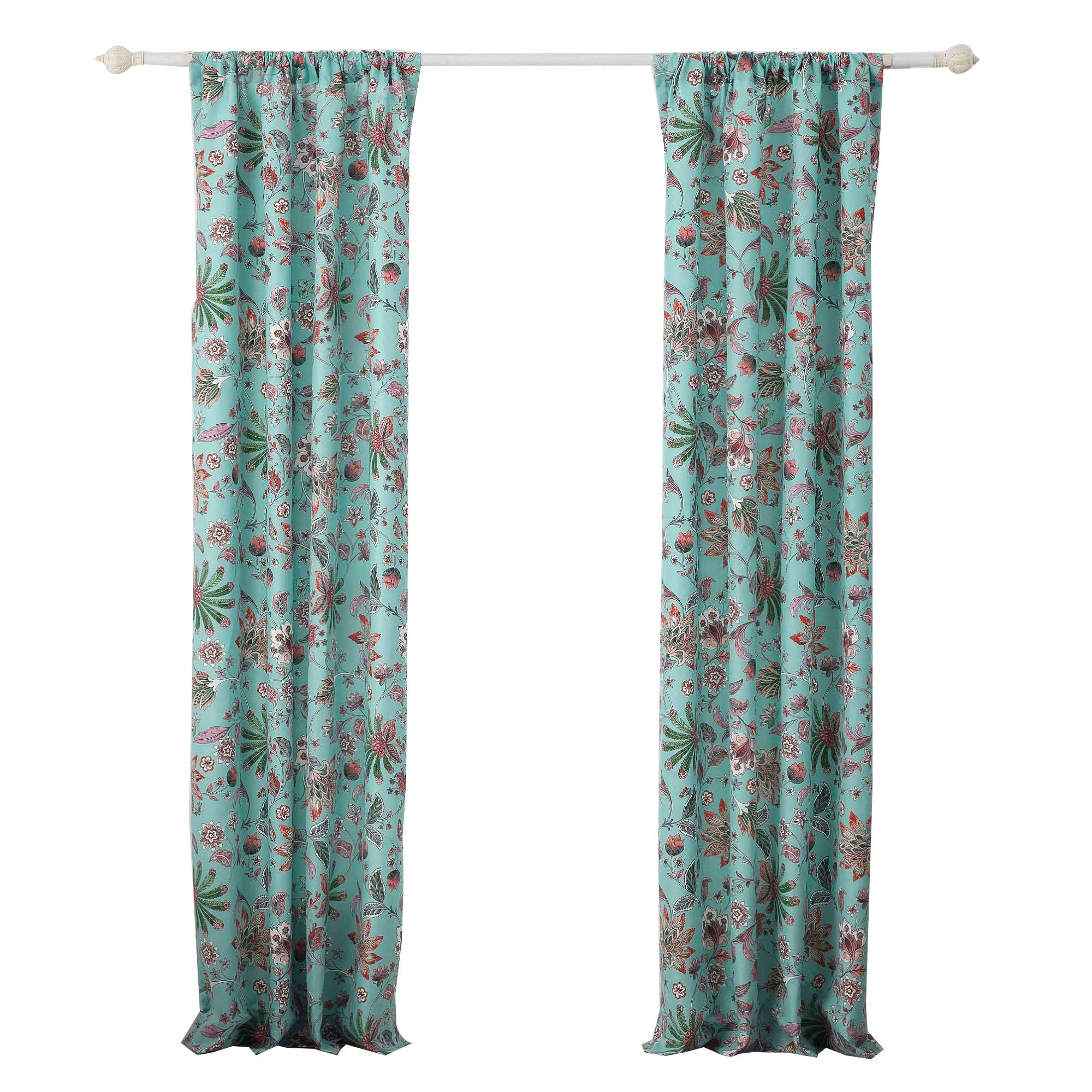 Greenland Home Turquoise Barefoot Bungalow Audrey Curtain Panel Set, 84 X 84 Inches,