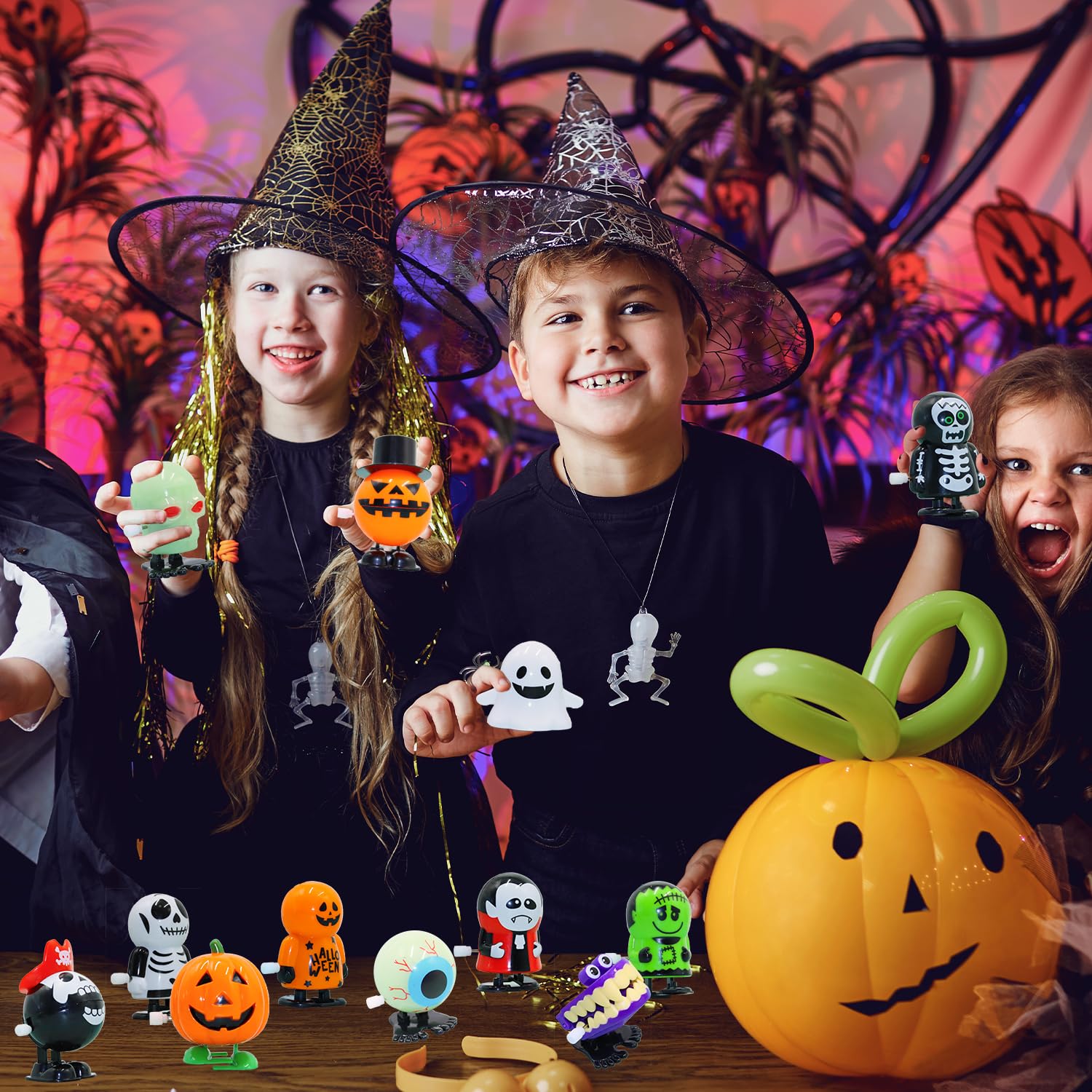 Lot De 8 Jouets à Remonter Halloween - Squelettes, Zombies, Chats - Pour Fête Et Goodies - 5
