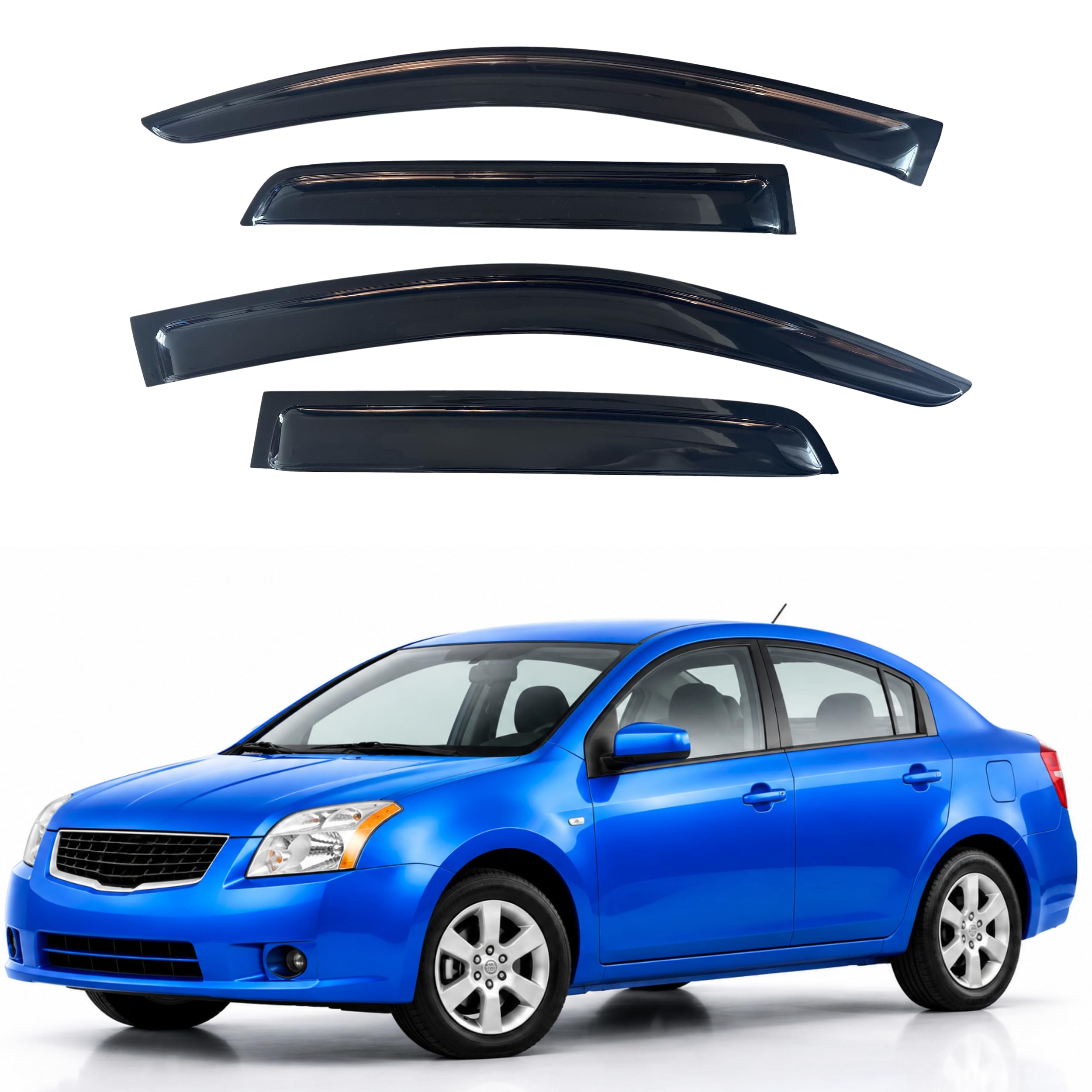 IG Window Visors Fit for 2007-2012 Nissan Sentra, Out-Channel Rain Guards Vent Wind Deflectors 4PC, Car Accessories for 07-12 Sentra