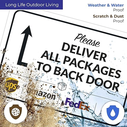 Vista 646 de Cartel de entrega del paquete, letrero de instrucciones de entrega, 10 x 7 pulgadas, aluminio 040 libre de óxido, resistente a la decoloración