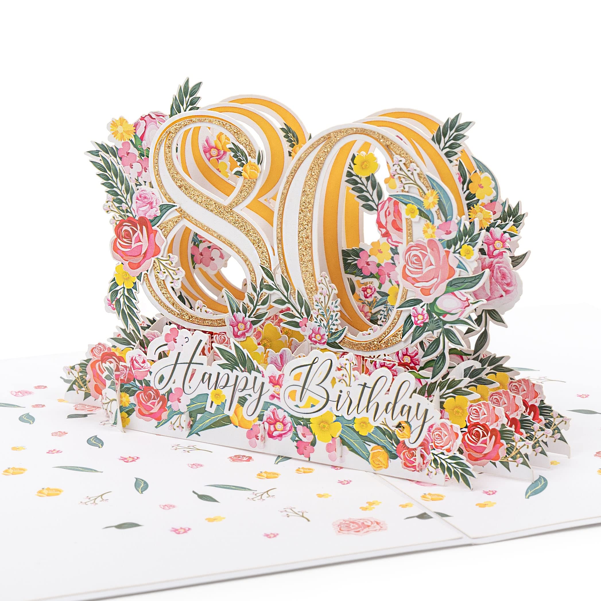 BOFUNX Wenskaart 80 jaar, pop-up 3D-verjaardagskaart, cadeaukaart, Happy Birthday, gadget voor verjaardag, 80 jaar, voor familie, vrienden, feest