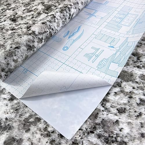 Miniatura 2 de Teemall Vinilo autoadhesivo de mármol blanco claro con aspecto de granito para encimera de cocina, calcomanía para papel pintado de 16.9 x 95.7 in