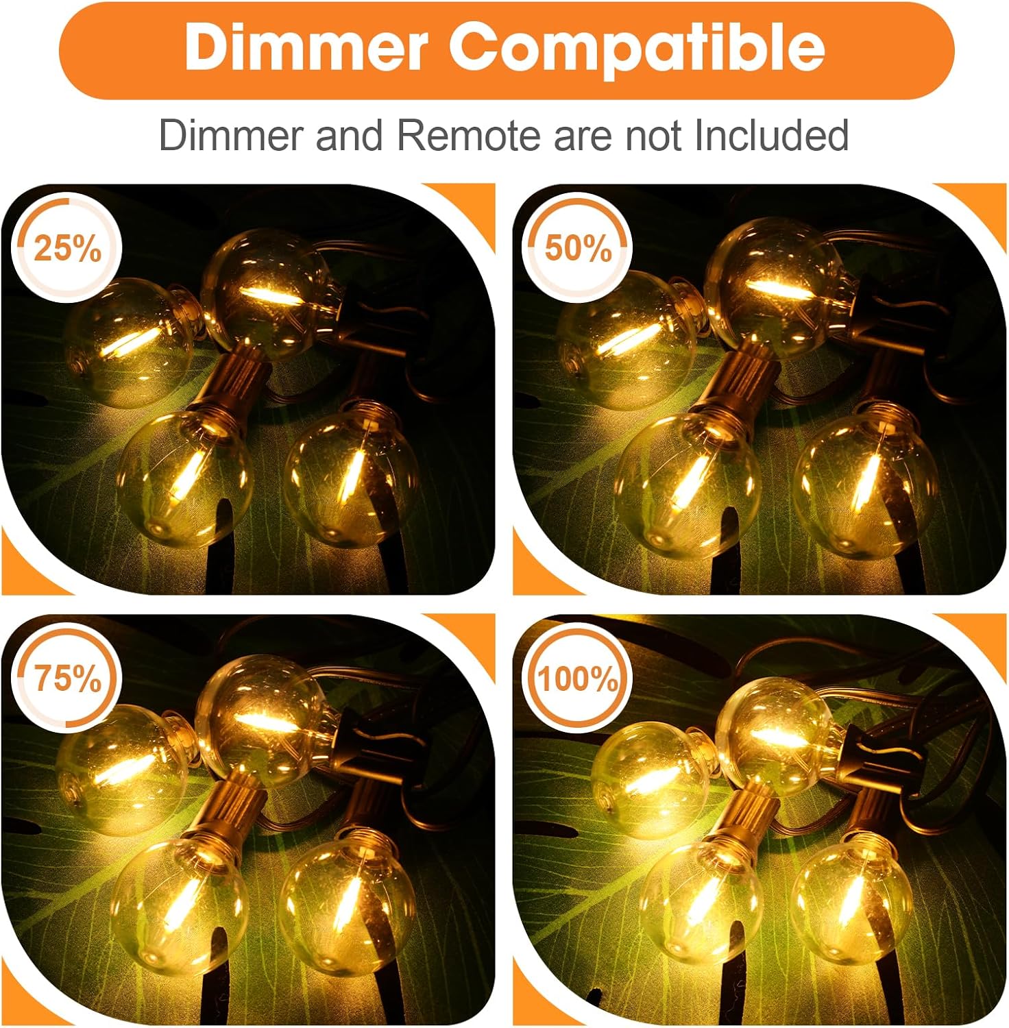 25 Pack G40 LED Replacement Light Bulbs, Waterproof Clear Globe Light Bulb E12 Screw Base for Outdoor String Lights, Patio Cafe Décor, Dimmable, Warm White - Image 3