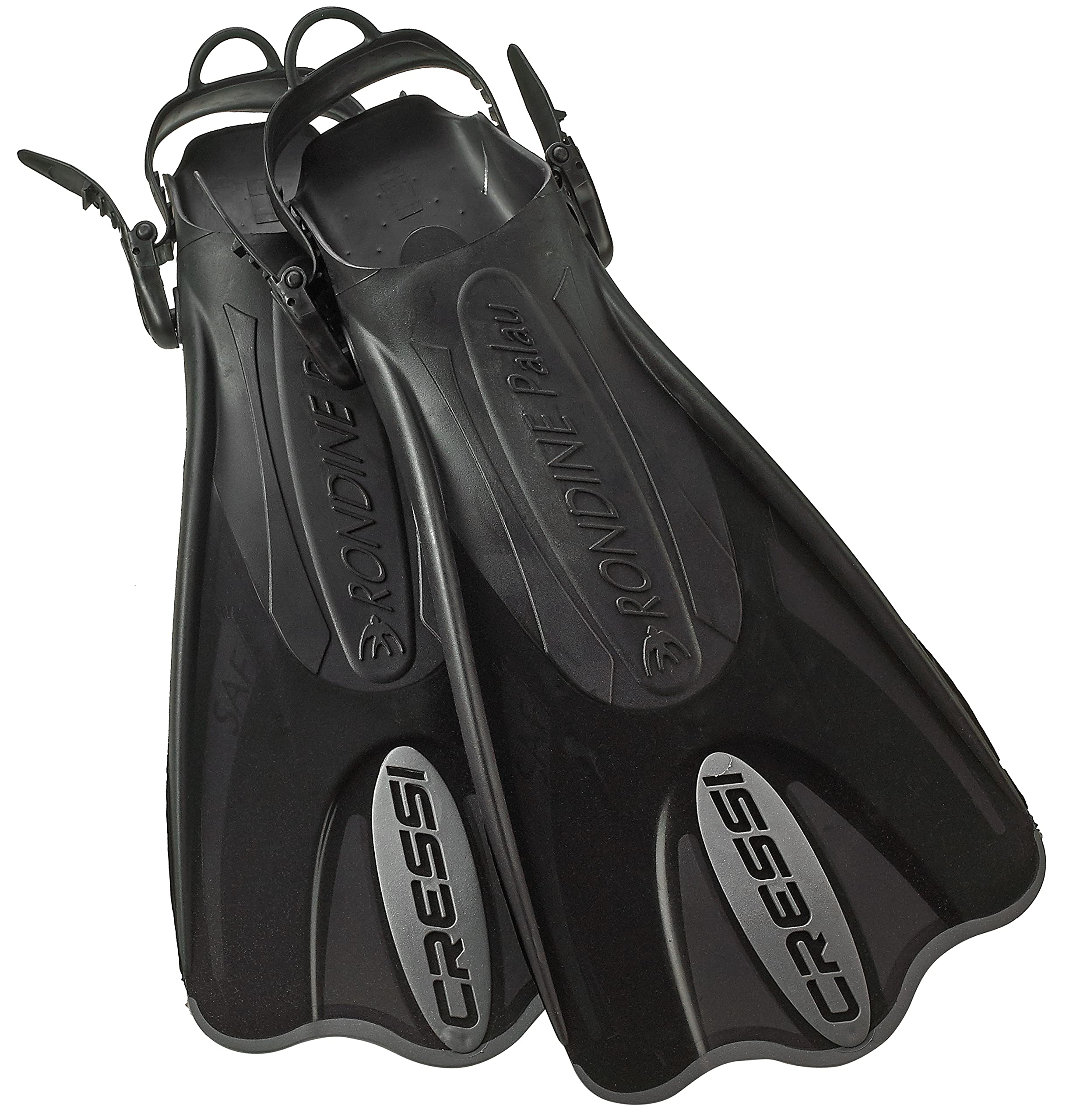 Cressi Italian Made SAF Palau Short Open Heel Snorkel Fin, Titanium, S/M