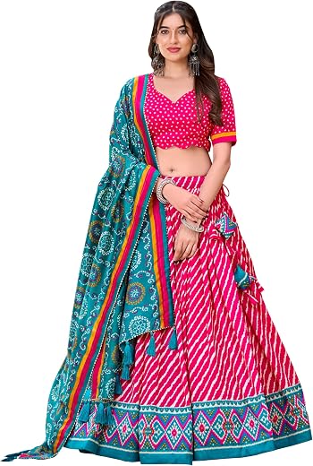 LooknBook Art Women's Leheriya Printed lehenga Choli With Dupatta