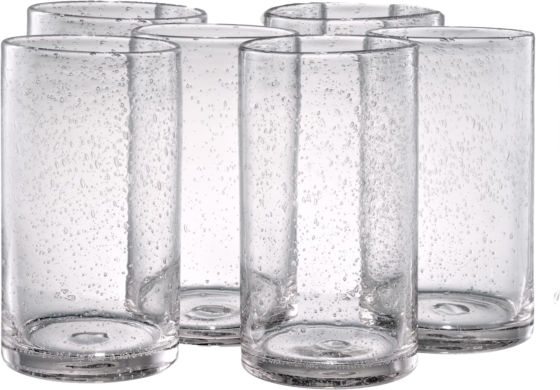 ARTLAND Iris Seeded Clear Glass 17 Ounce Highball Tumbler, Set of 6
