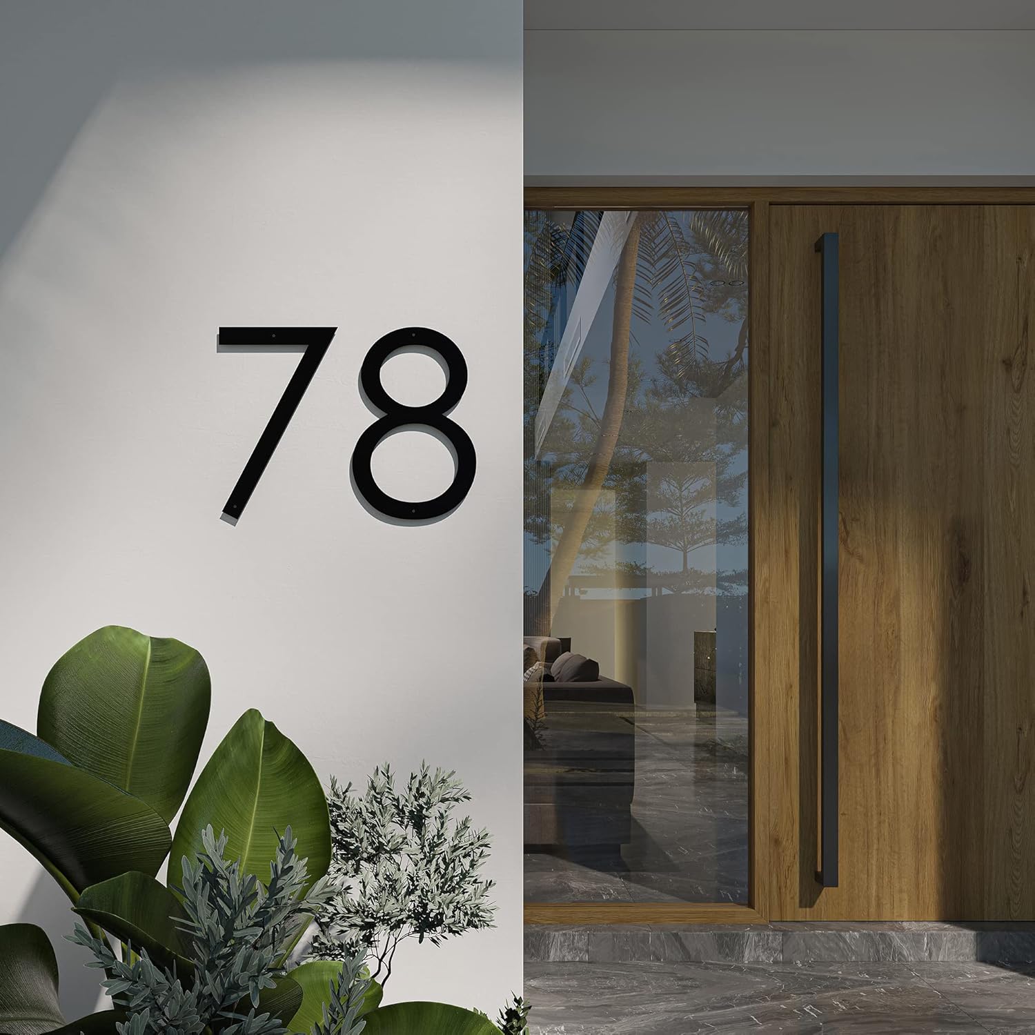 18 Inch Modern Floating House Numbers | Extra Large Metal House Numbers for Outdoors | Black Coated Rust-Proof Home Address Numbers