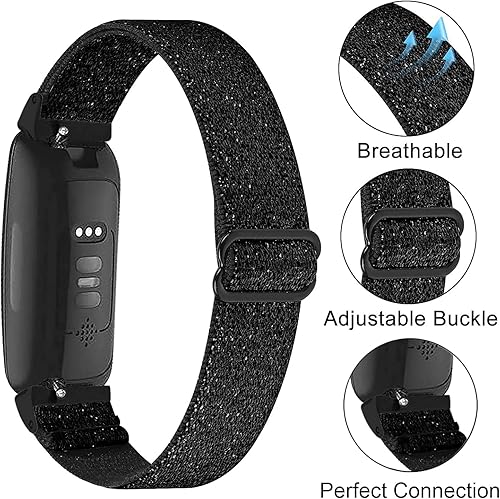 Miniatura 2 de Paquete de 3 bandas elásticas de nailon compatibles con Fitbit Inspire 3Inspire 2Inspire HRInspireAce 3Ace 2, correa deportiva de repuesto ajustable