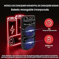 Vista 5 de Pyle Sistema de altavoces PA Bluetooth portátil - Altavoz Bluetooth recargable de 600W para exteriores, sistema PA portátil con subwoofer dual