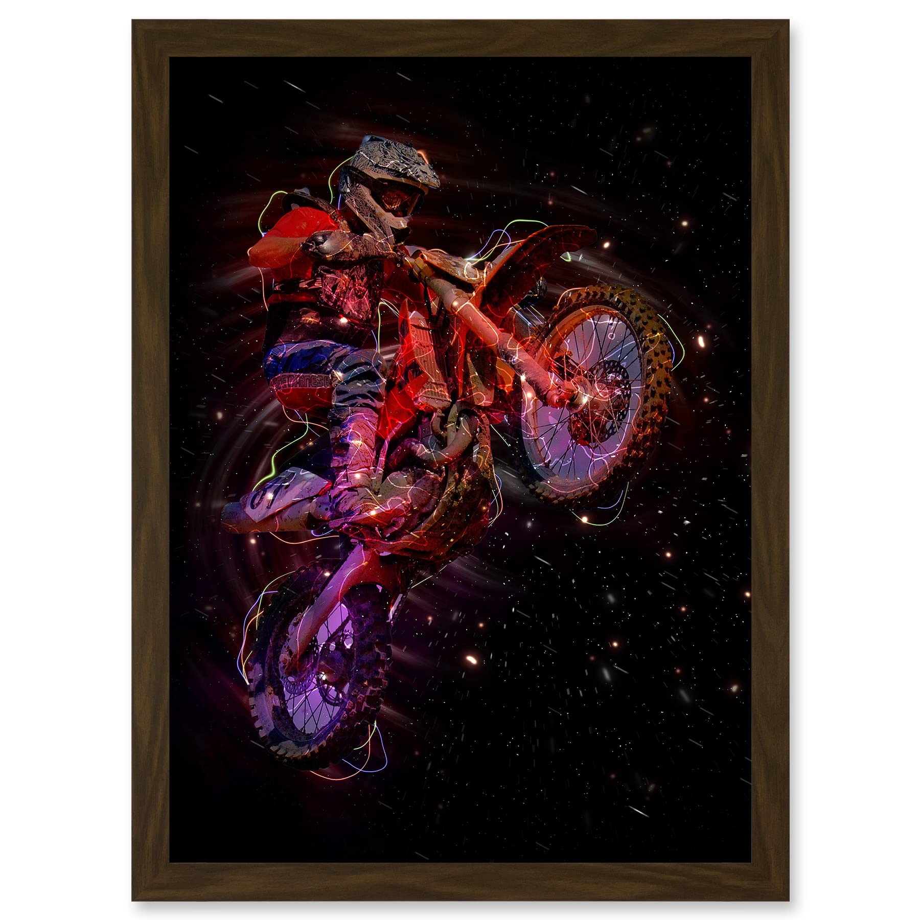 Wee Blue Coo Electric Light Motocross Dirt Bike Artwork Framed Wall Art Print A4