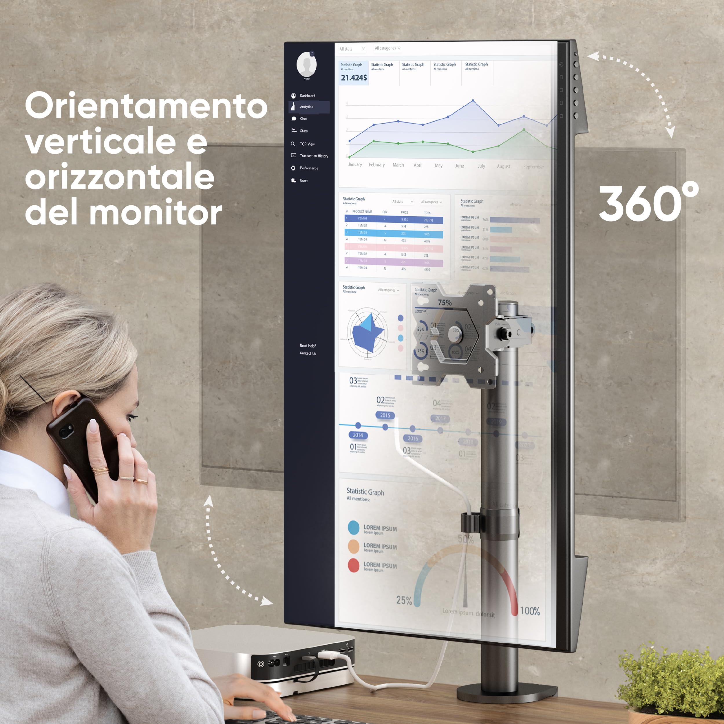 ONKRON Supporto Universale Per Tablet Da Parete O Scrivania – Adattatore VESA Per 10.1-12.9" (APM13T-B)