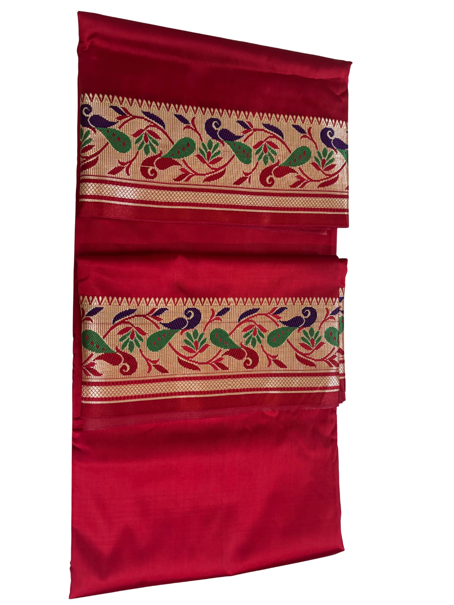 banarasi poshak Mens Unstitched Artsilk Dhoti With Stole Set Peacock Border | Traditional Ethnic Wear for Wedding, Puja & Cultural Functions |-picture-12
