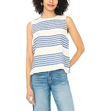 Vince Camuto Women's Striped Sleeveless Crew Neck Top