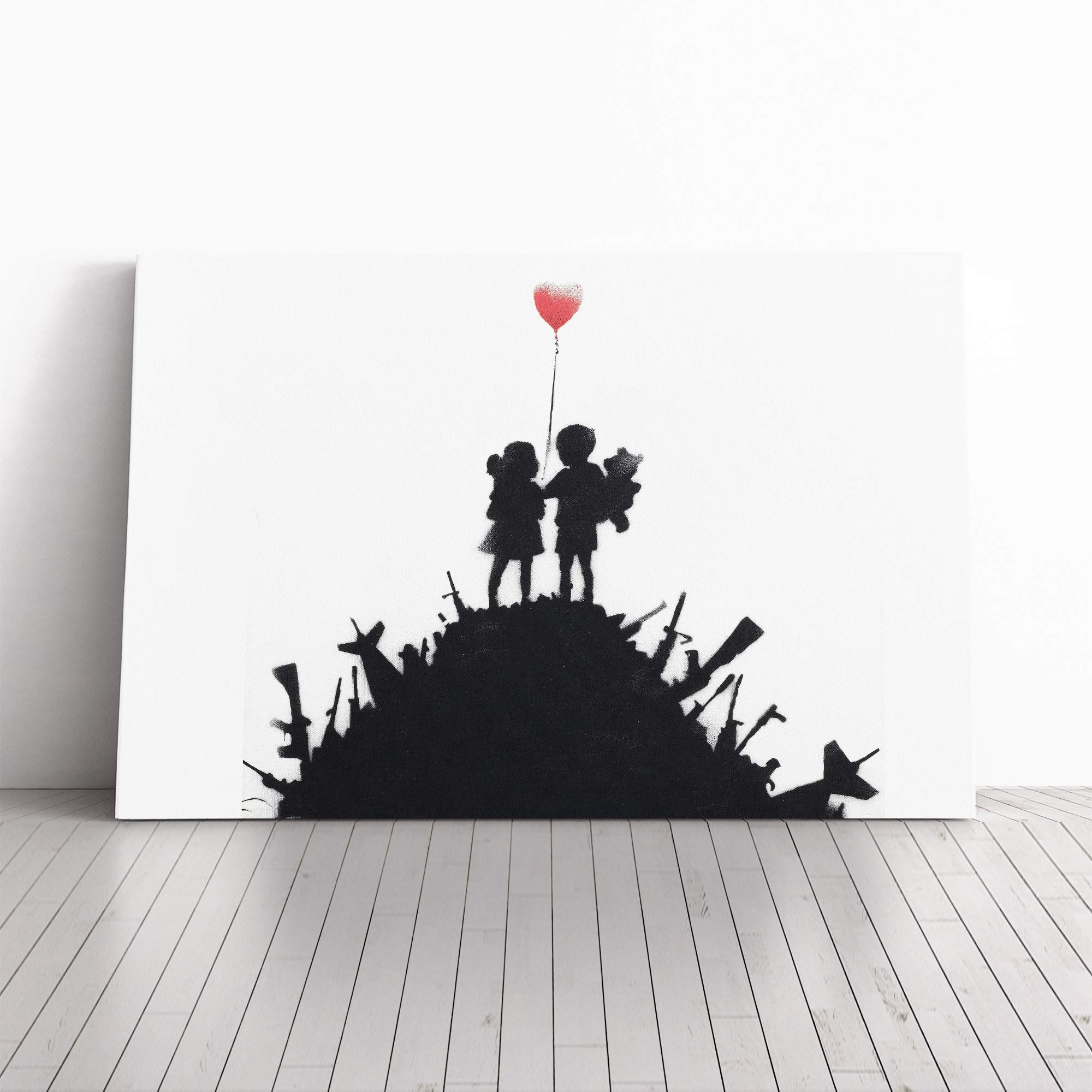 Banksy Balloon Graffiti Wall Art Canvas Print | Gallery Wrapped 30mm Frame Wall Decor | 20x14 inches | Ready to Hang | Pop Art Picture | Living Room Bedroom Lounge Office