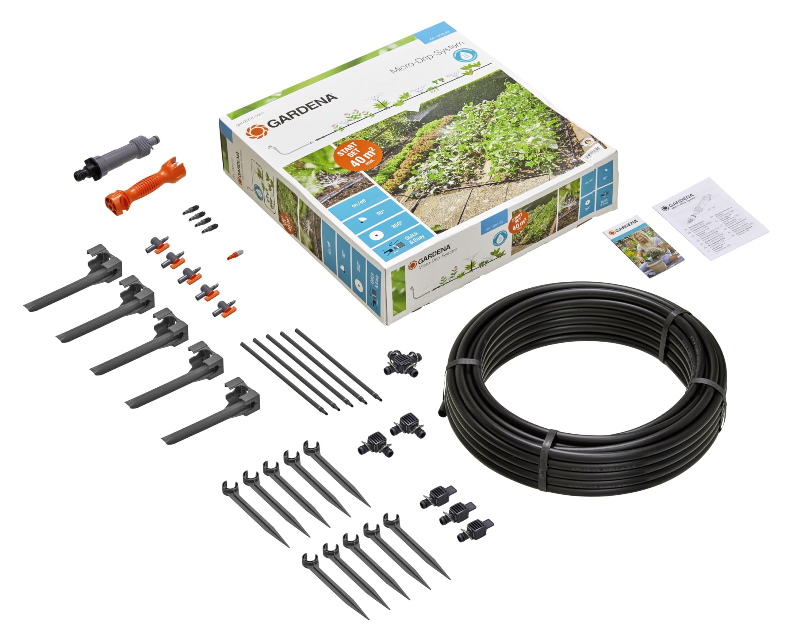 Gardena Starter Set Planted Areas: Micro-Drip System for irrigation of flower and vegetable beds (13015-20)