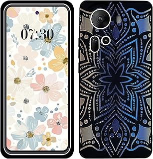 جراب ناعم من السيليكون وبطانة المايكروفايبر مع طباعة زهور ثلاثية الابعاد لموبايل اوبو رينو 11 5G اسود ماندالا