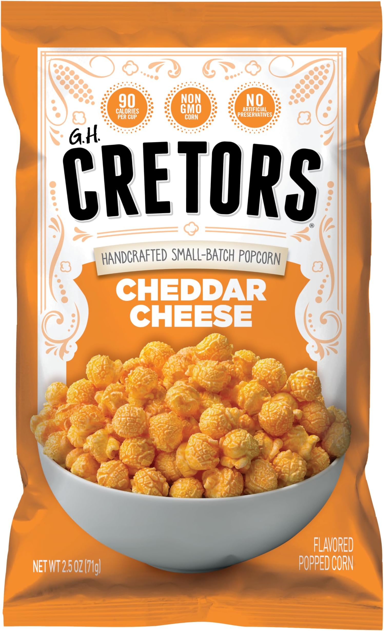 G.H. Cretors, Cheddar Cheese Flavor Popcorn Single Serving Bags (6 Pack - 2.5 Oz Each)