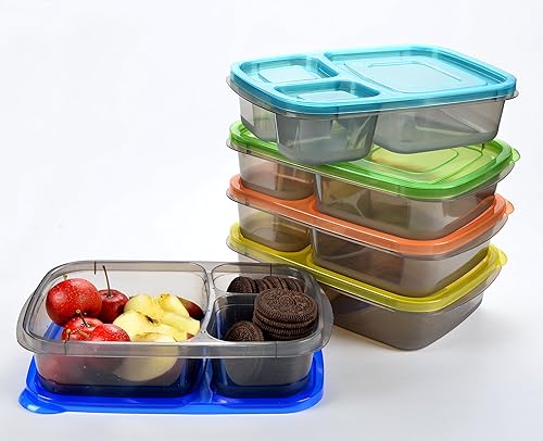 Miniatura 5 de Youngever Paquete de 7 cajas de almuerzo Bento, recipientes de preparación de comidas, cajas reutilizables de plástico divididas de almacenamiento