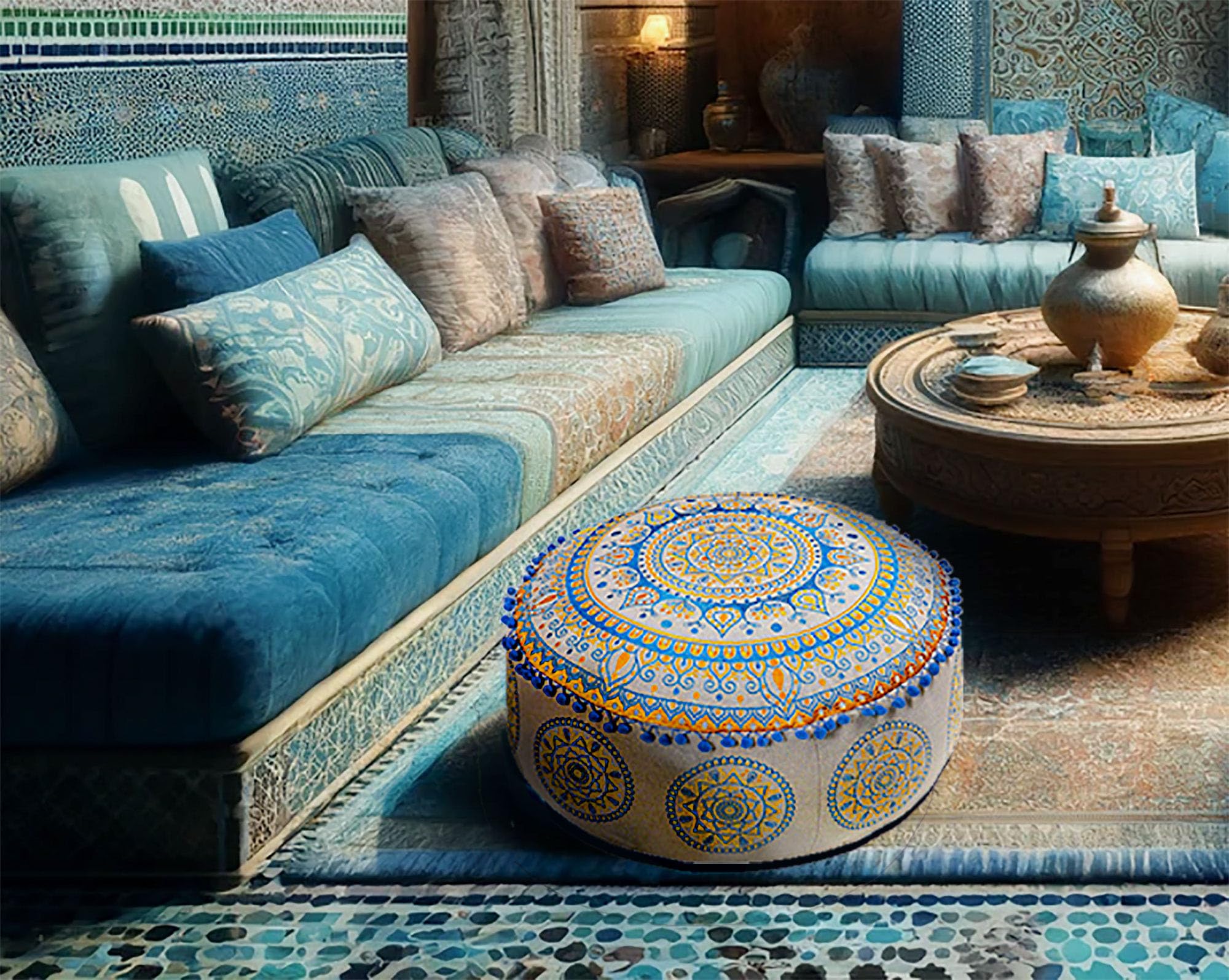 Amazon.co.jp: ボーホーフロアクッションカバー ラウンド