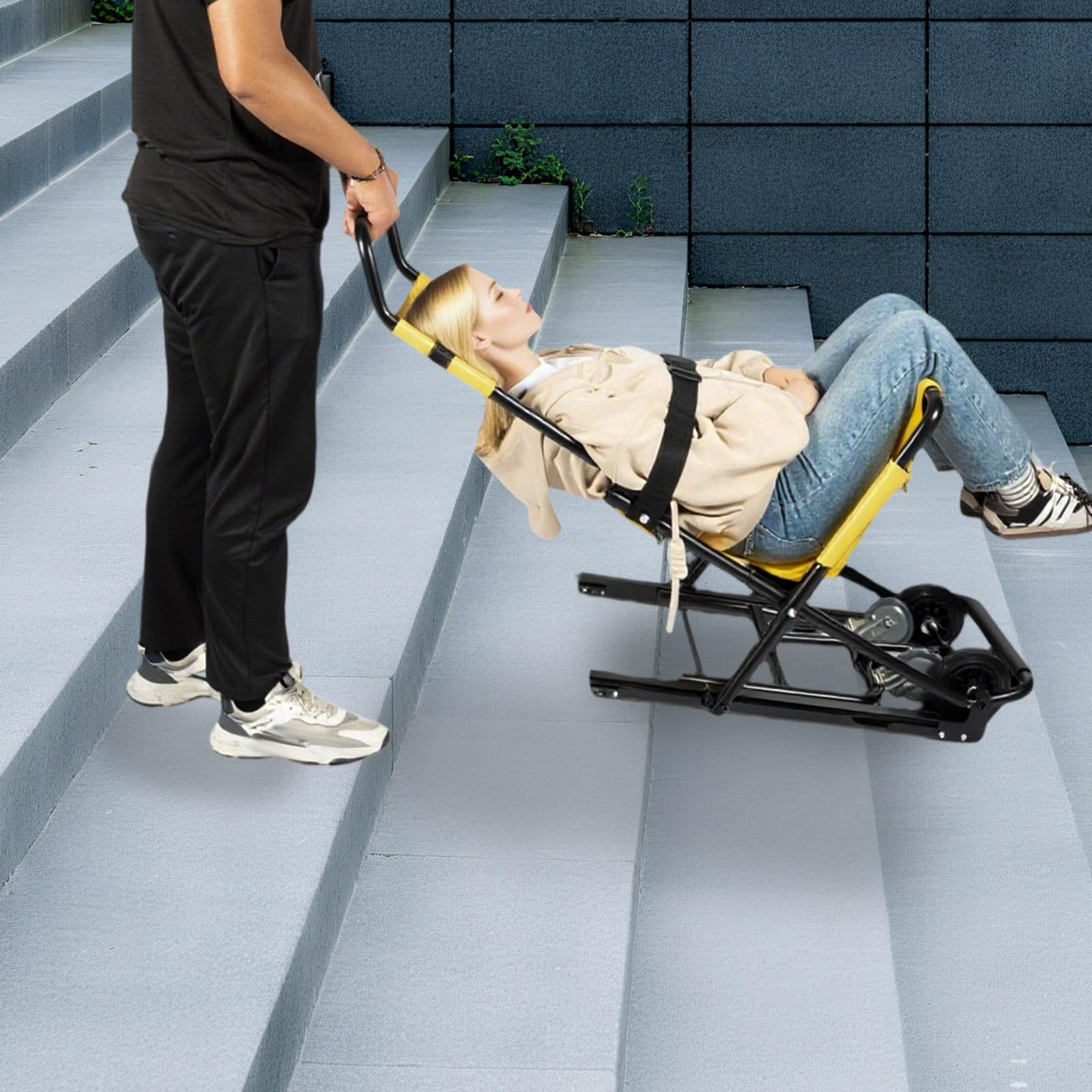 Elevador de escaleras eléctrico, silla de ruedas plegable, portátil, silla de ruedas eléctrica para personas mayores y discapacitados, hasta 159 kg